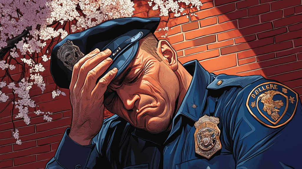 sad upset police officer
